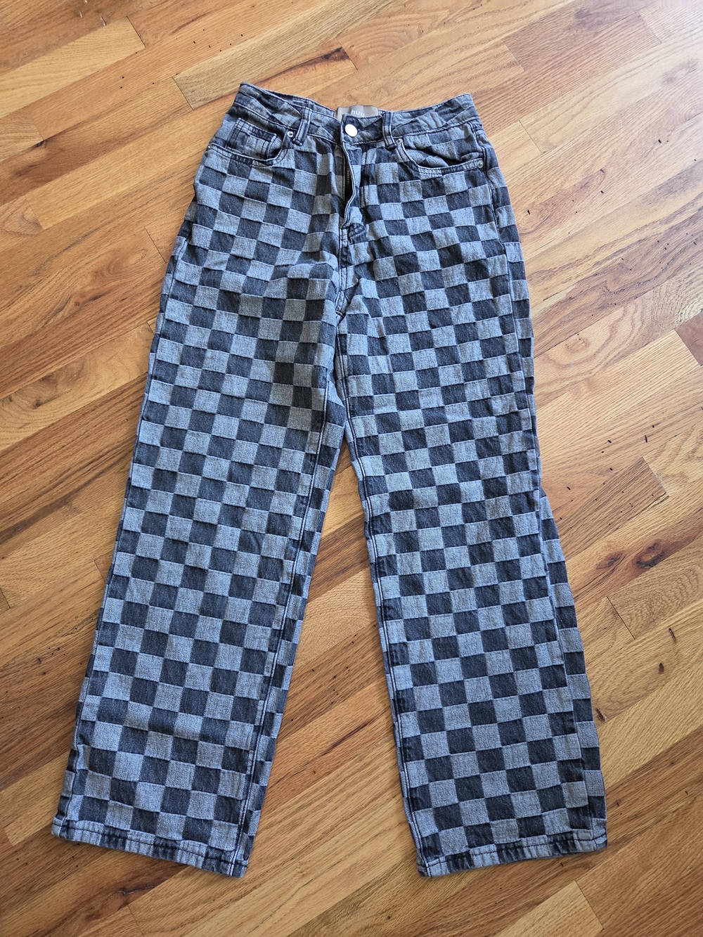Chuu Jeans Checkerboard Wide-Leg Jeans Women's 26